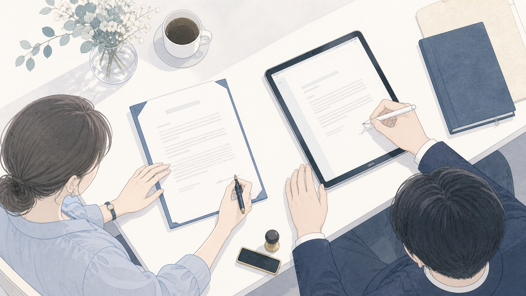 結婚式場とウェディングプランナーが業務委託契約書を交わす
