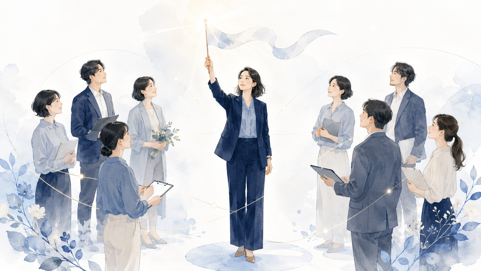 意思や想いに共感して人が集まる様子のイメージ